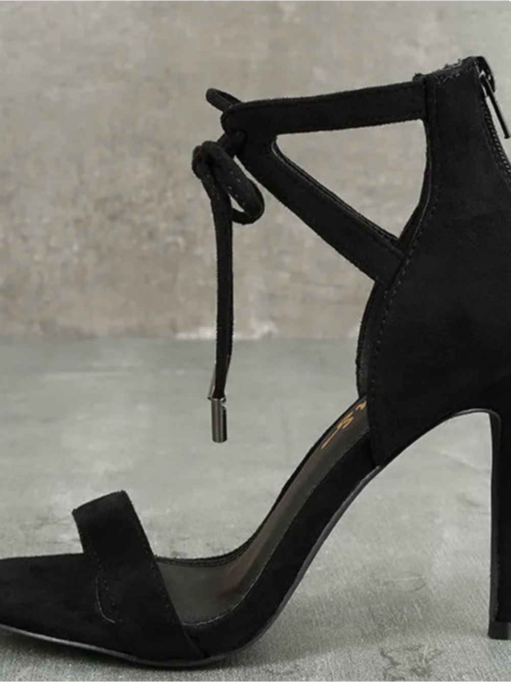 Lulus Black Suede Lace-Up Stiletto Sandals Kate size 10 - Picture 2 of 5